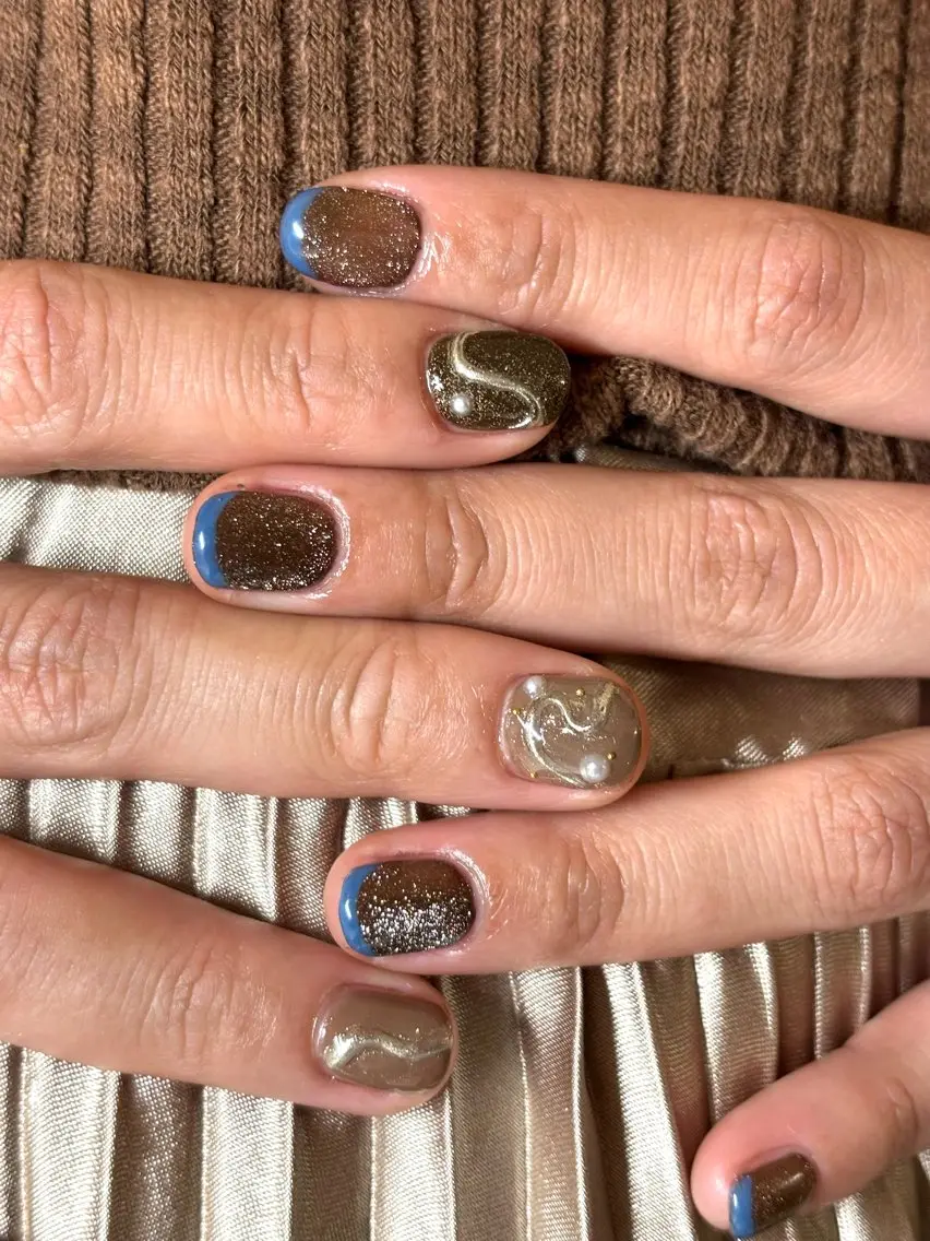 ネイル ブラウン ハンドネイル un private nail salonのネイルデザイン