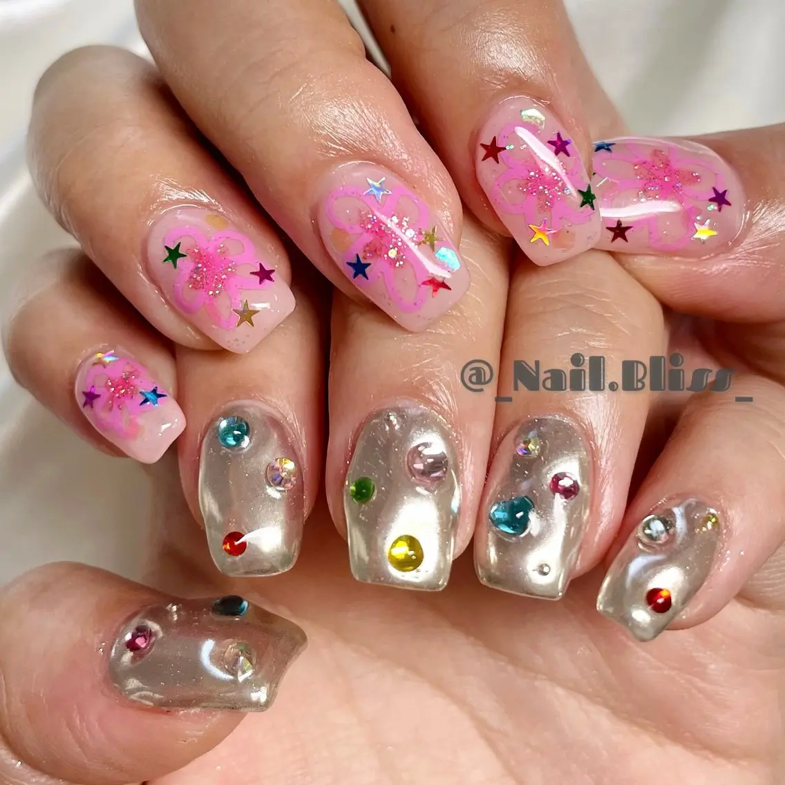 ネイル キラキラネイル ミラーネイル ハンドネイル NAIL BLISSのネイルデザイン