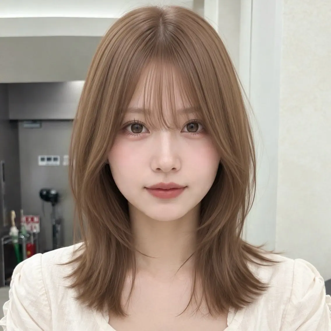 ミディアム カラー カット ヘアカラー トリートメント 泉 舞香のヘアスタイル