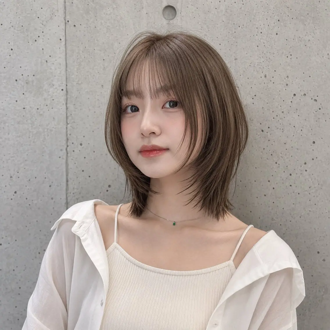 ミディアム カラー カット ヘアカラー トリートメント 盛れる顔まわりカット 髪質改善/渋谷/れんのヘアスタイル