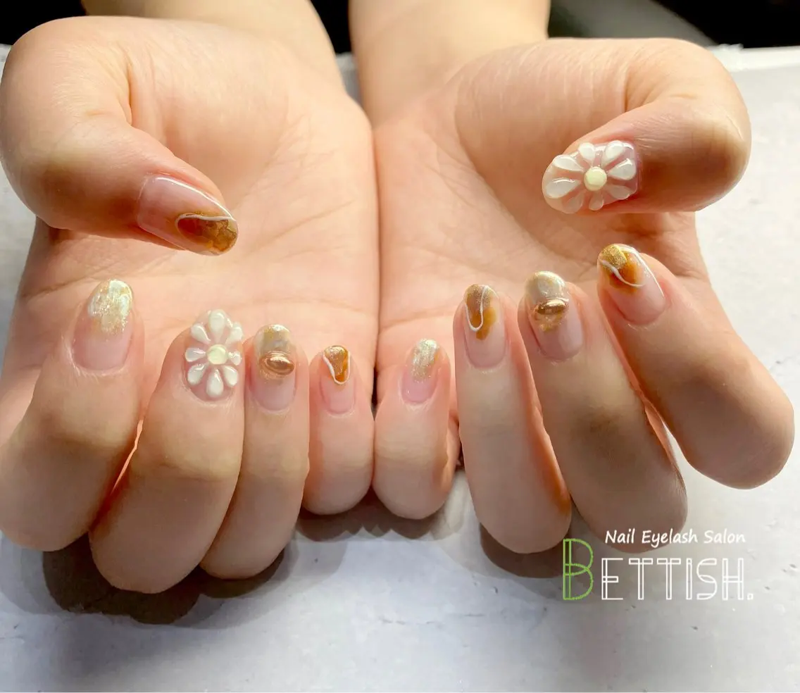 ネイル フラワーネイル ぷっくりネイル ハンドネイル BETTISH. KUMIKO☺︎︎のネイルデザイン