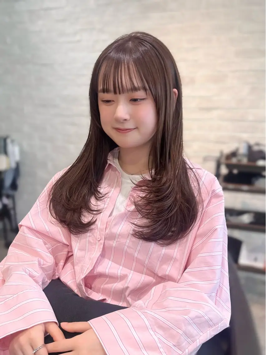 ロング レイヤーカット カット ヘアカラー トリートメント 盛れる透けカラー🎀 似合わせ/uiのヘアスタイル