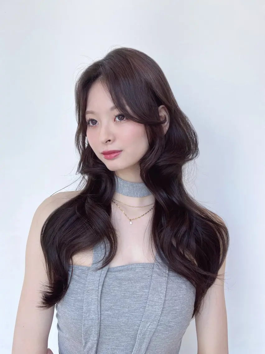 ロング カット ヘアカラー トリートメント 顔周り/レイヤー /韓国ヘア/TAKUのヘアスタイル