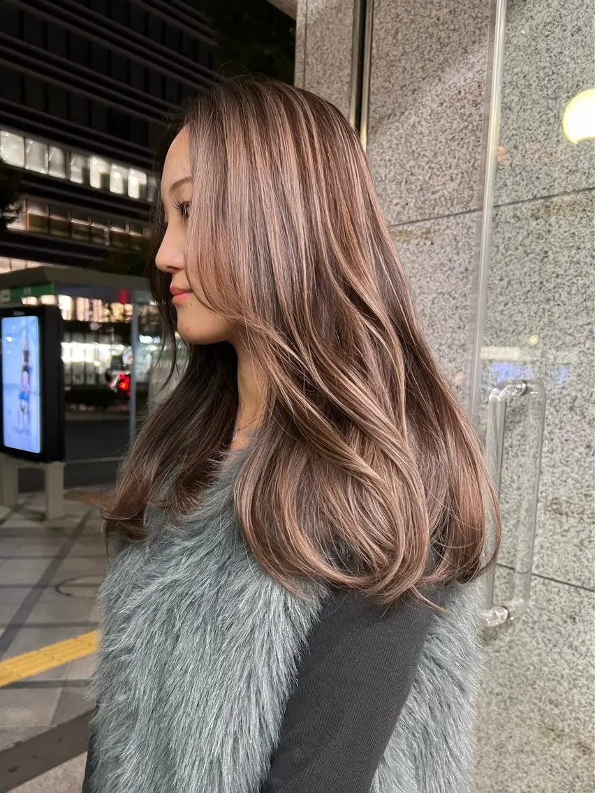 ロング ハイライト ヘアカラー ESSENZA Hayashiのヘアスタイル