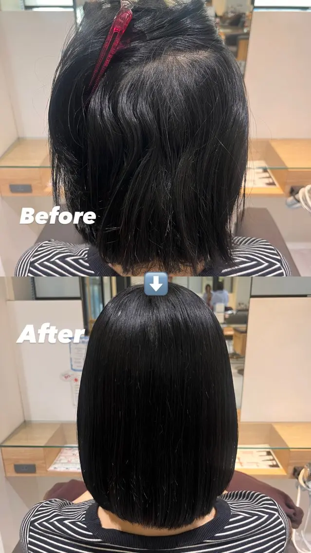 ミディアム 縮毛矯正 縮毛矯正 田中 もも🍑のヘアスタイル