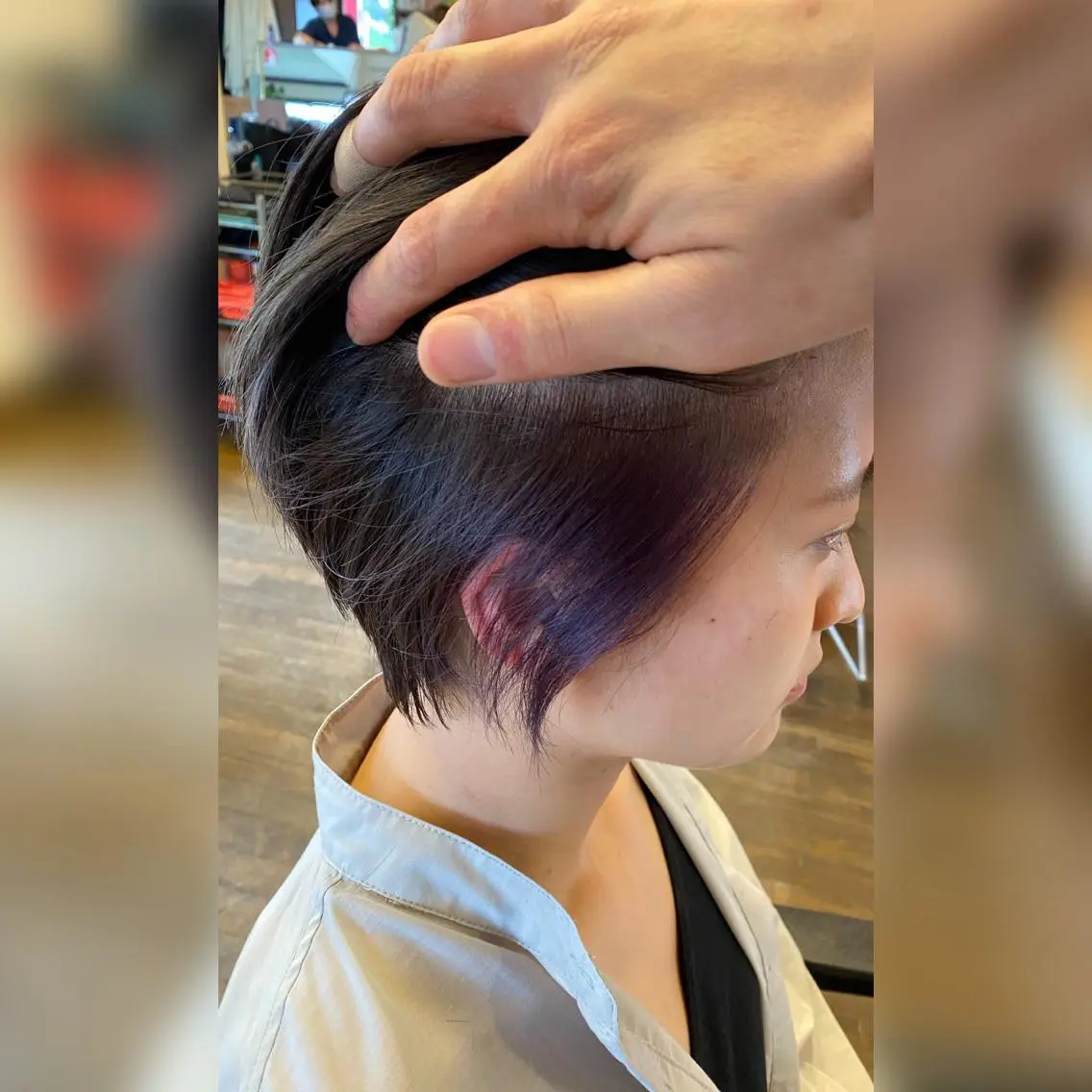 ショート カラー インナーカラー パープルカラー カット ヘアカラー 三好 達也のヘアスタイル