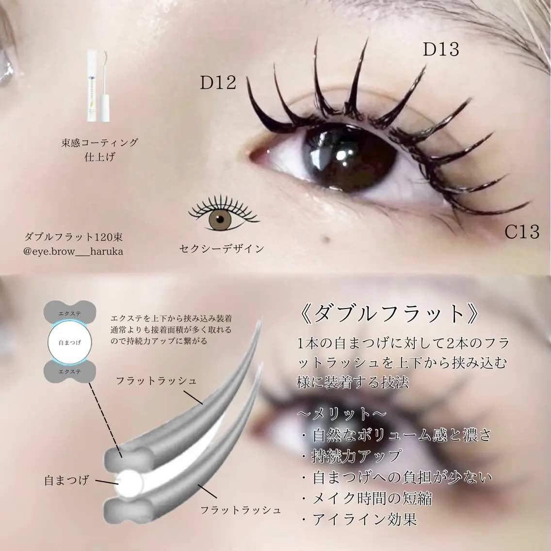 マツエク・マツパ フラットラッシュ マツエク eyelist harukaのマツエク・マツパデザイン