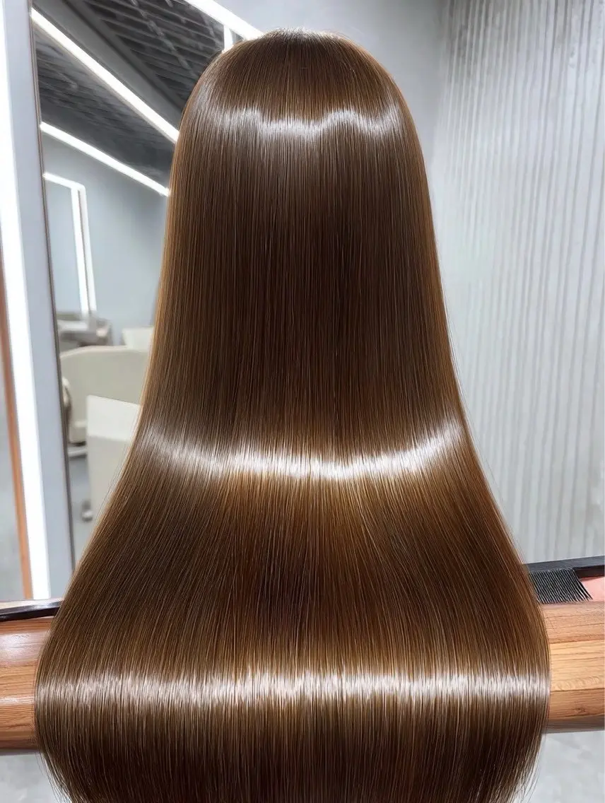 ロング パーマ 縮毛矯正 🍒モテ暖色カラー × うる艶✧ ゆなのヘアスタイル
