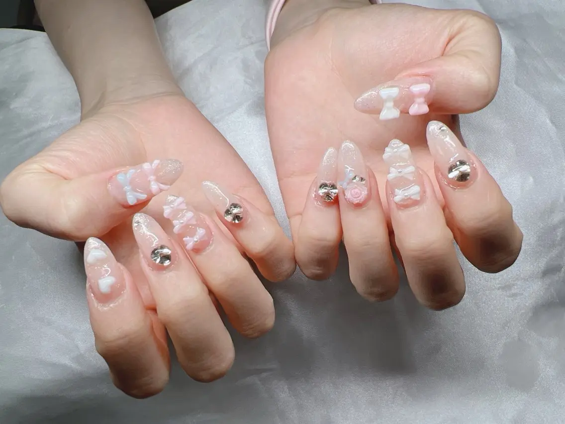 ネイル 長さ出し グラデーション キラキラネイル マグネットネイル ニュアンスネイル Lee Nails チップ長さだし専門店のネイルデザイン