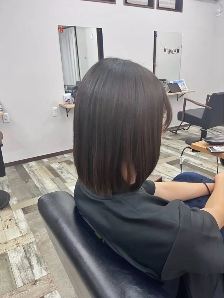 ミディアム ショートボブ ボブ カット 縮毛矯正 トリートメント 浜松/透明感カラー 🌼菅沼愛梨🌼のヘアスタイル