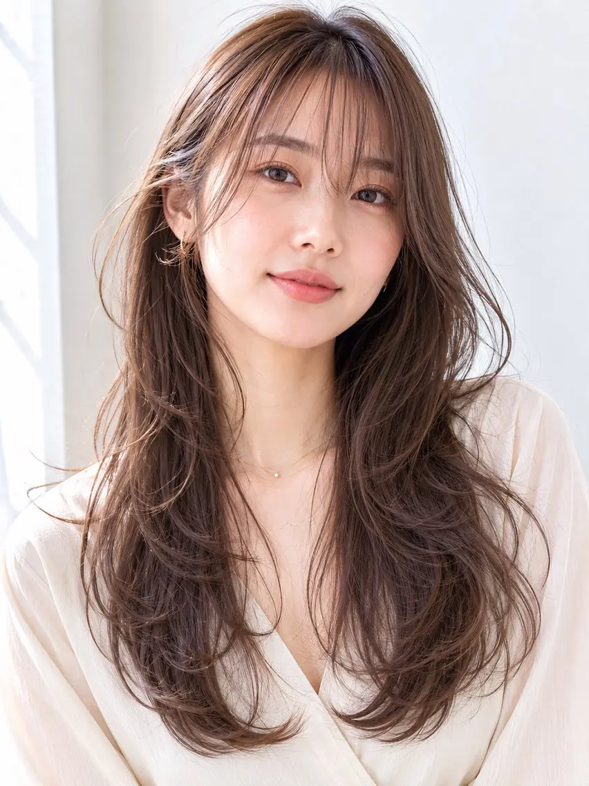 ロング ハイレイヤー レイヤーカット カット ヘアカラー トリートメント 片山 輝のヘアスタイル