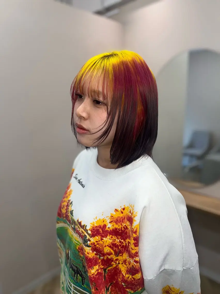 ミディアム カラー ヘアカラー 岡山ハイトーン・ ルーツカラー/こもものヘアスタイル