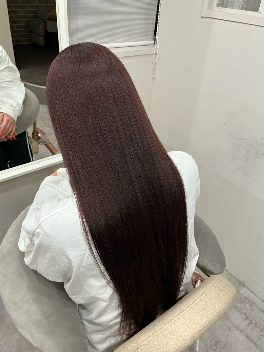 ロング カラー ブリーチ カシス ダブルカラー ブリーチなしカラー ピンクカラー ヘアカラー トリートメント みさき/メンズカット /艶髪ヘアーのヘアスタイル