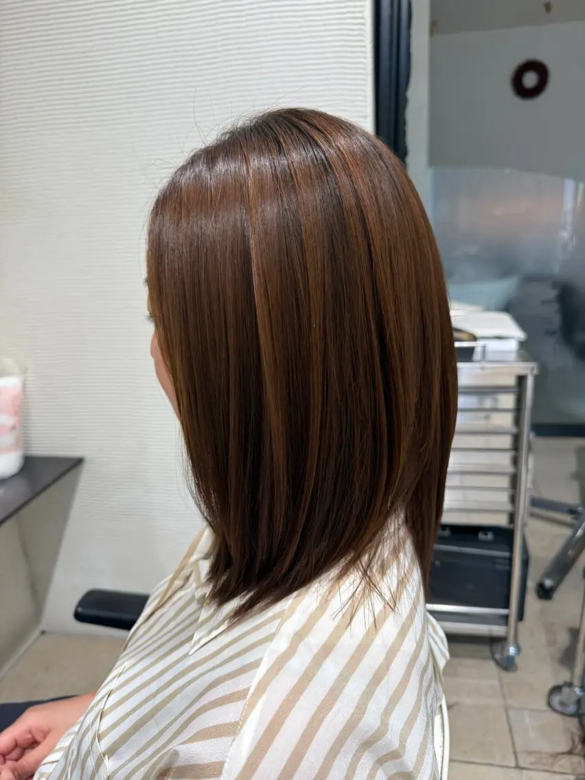ミディアム パーマ 藤本 理愛のヘアスタイル