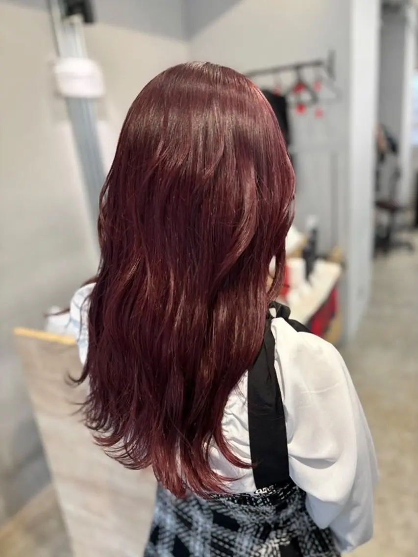 セミロング カラー レッドカラー 🐾Libero🐾 柏　KONOMIのヘアスタイル