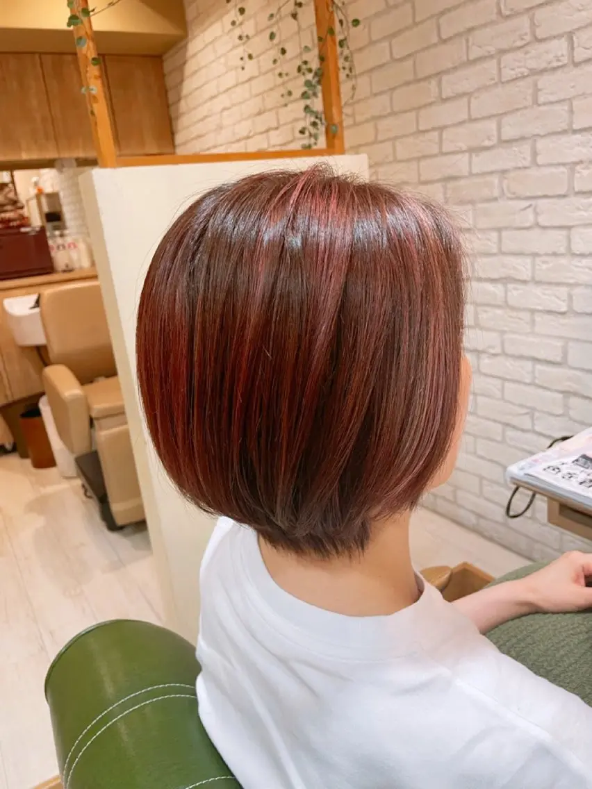 ショート カラー ハイライトカラー ピンクカラー ハイライト 清水 有実子のヘアスタイル