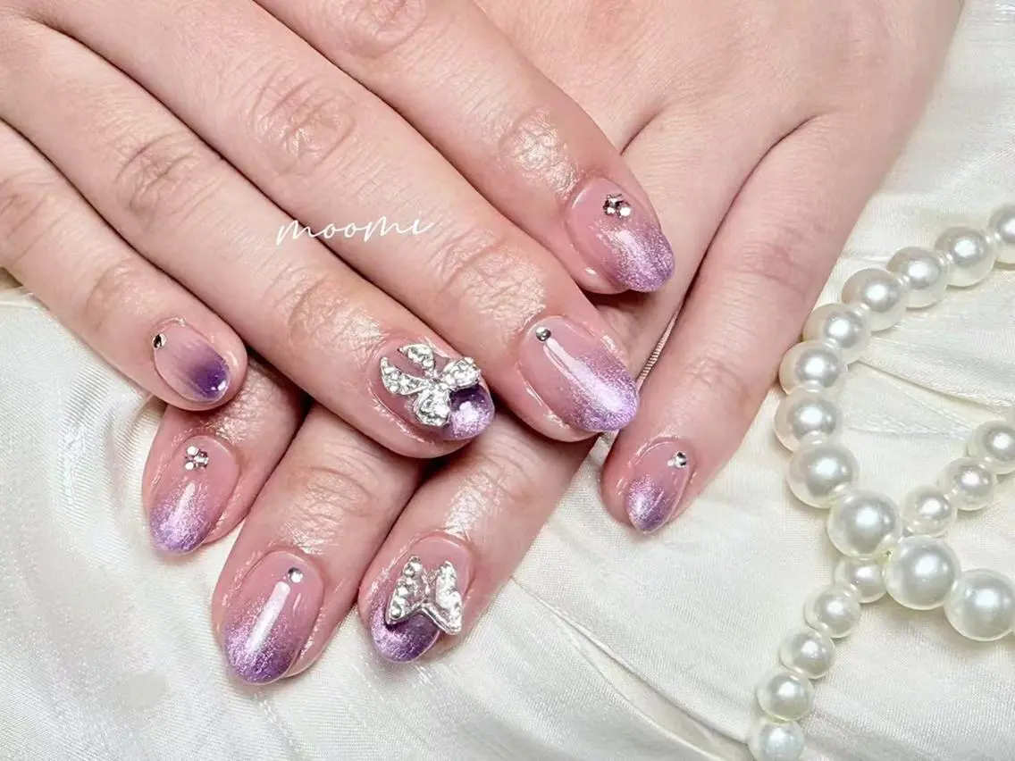 ネイル 長さ出し ジェルネイル グラデーション 韓国ネイル マグネットネイル moomi nail スカルプ専門のネイルデザイン