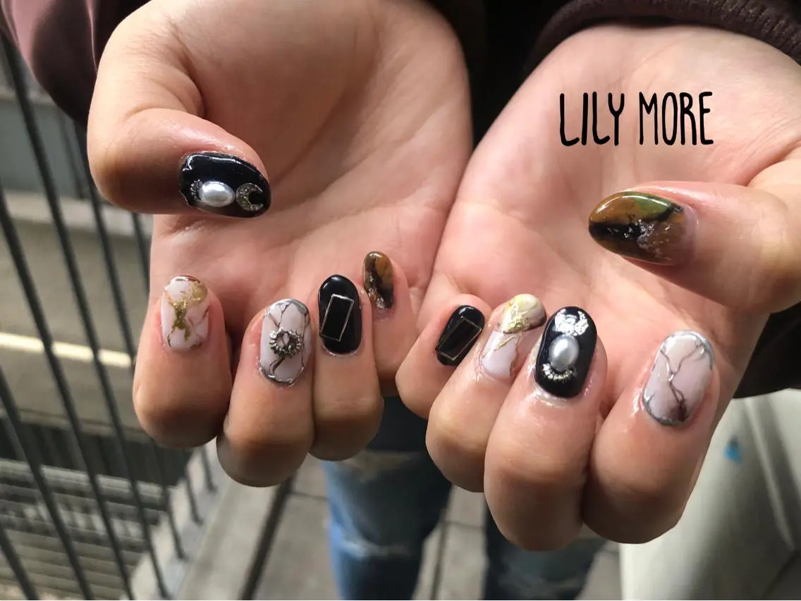 ネイル 大理石ネイル(マーブル) Lily closetのネイルデザイン