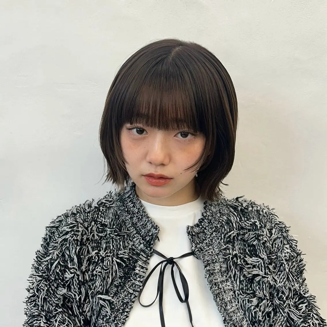 ミディアム カラー カット ヘアカラー トリートメント レイヤー/ボブ/透明 感カラー/佐藤奈由のヘアスタイル