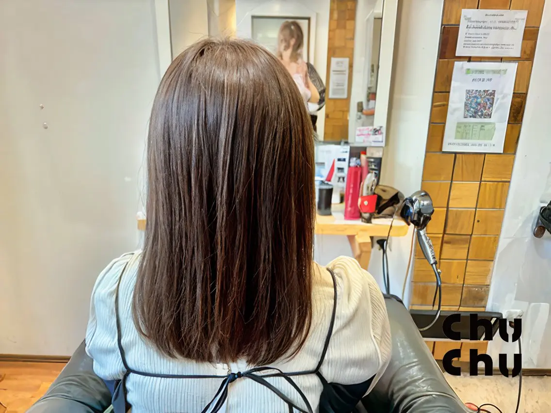 セミロング カラー アッシュ イヤリングカラー イルミナカラー ボブ 縮毛矯正 ショート✖️縮毛矯正 ✂️秋山知穂✂️のヘアスタイル