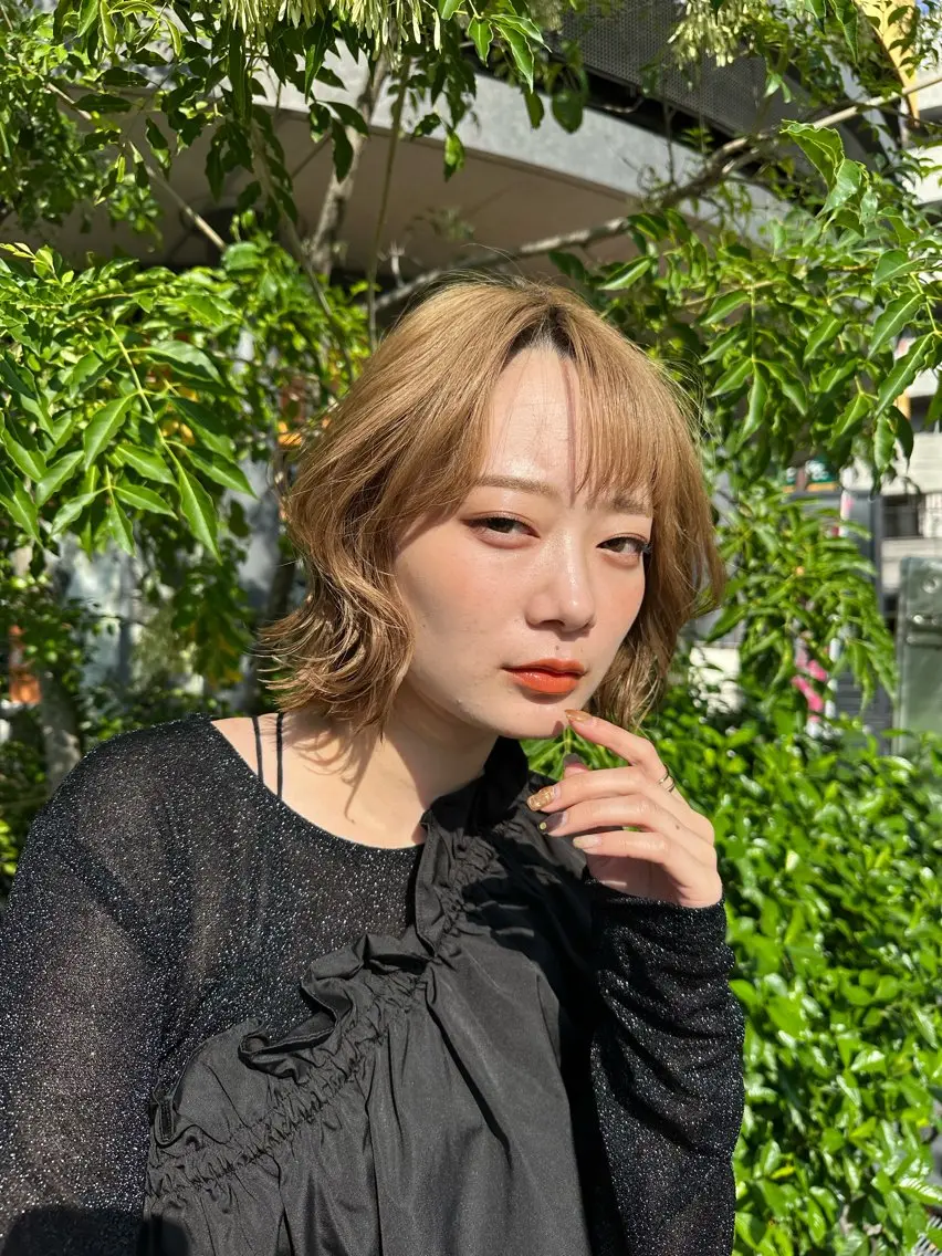 ミディアム 髪質改善 トリートメント カット ヘアカラー 巻ける髪質改善🫧ハ イライト/永田汰伊智のヘアスタイル