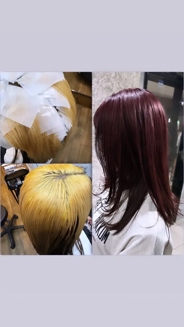 セミロング カラー ブリーチ デザインカラー ツートーンカラー カット ヘアカラー 椎葉 祐也のヘアスタイル