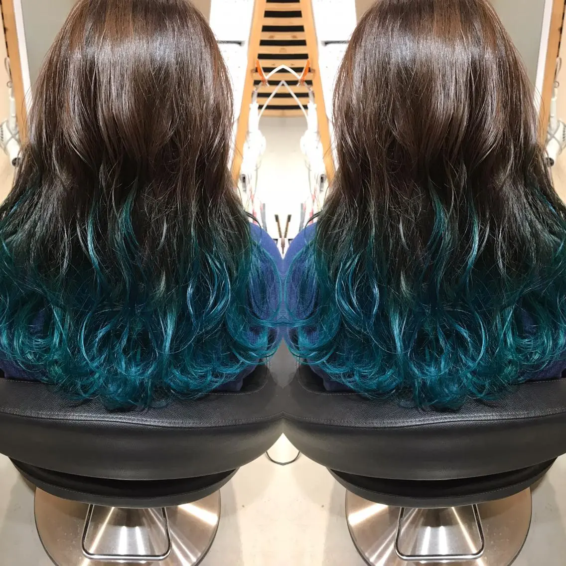 ロング カラー エメラルドグリーン グラデーションカラー ヘアカラー 大久保 隆蔵のヘアスタイル