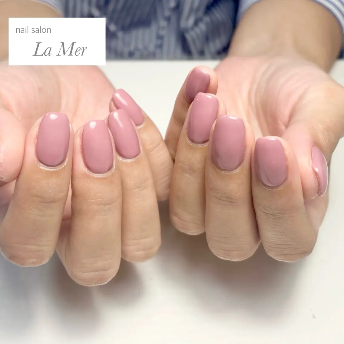 ネイル ジェルネイル オフィスネイル ワンカラーネイル ピンク ピンクベージュ ハンドネイル nailsalon La Merのネイルデザイン