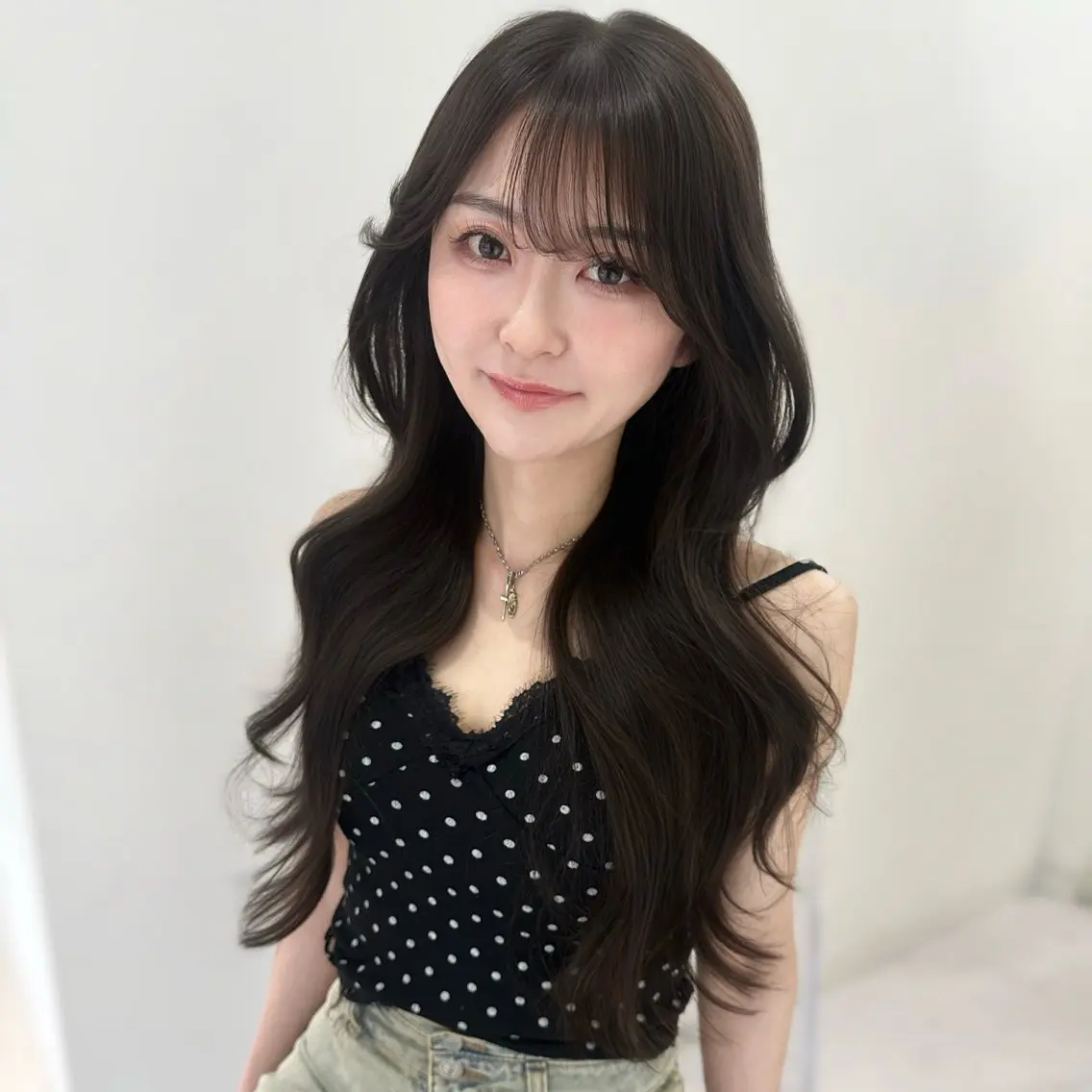 ロング カラー グレージュ シアーグレージュ カット ヘアカラー 上野/韓国ヘア 🤍MOEKA🤍のヘアスタイル