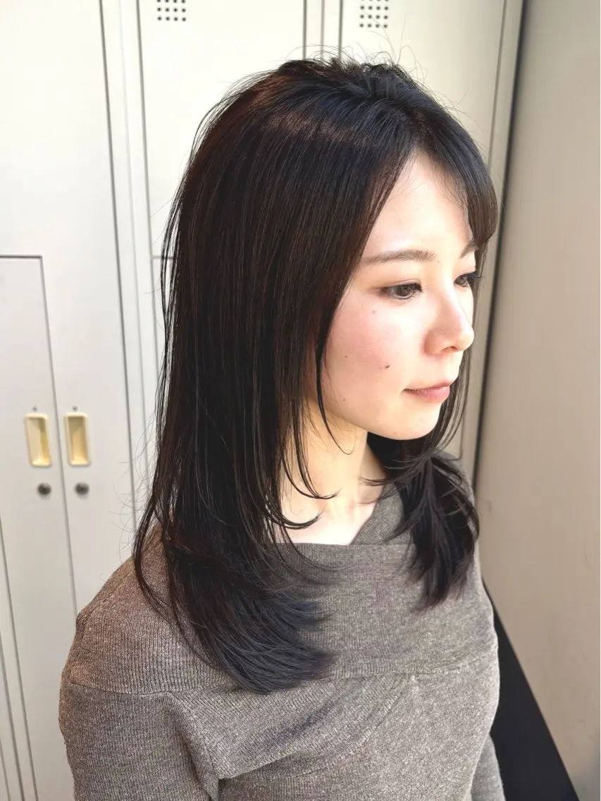 セミロング 髪質改善 レイヤーカット トリートメント カット ヘアカラー トリートメント ERI ☆のヘアスタイル