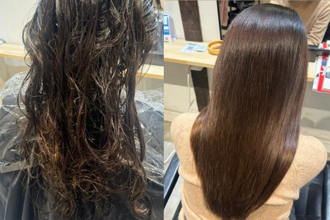 ロング カット 縮毛矯正 艶カラー 🩵NATSUKIのヘアスタイル