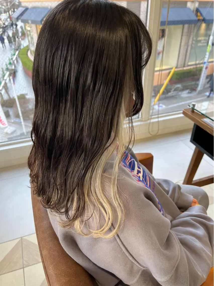 🕊️【🤍インナーカラー🤍】ポイントブリーチ&フルカラー🧺の写真