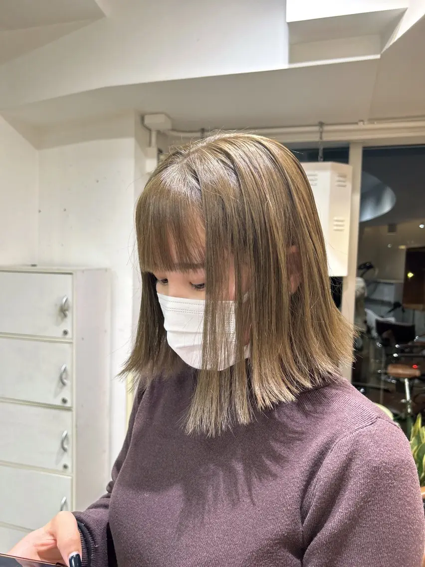 ミディアム カラー ヘアカラー カット｜ボブショート Suzukaのヘアスタイル