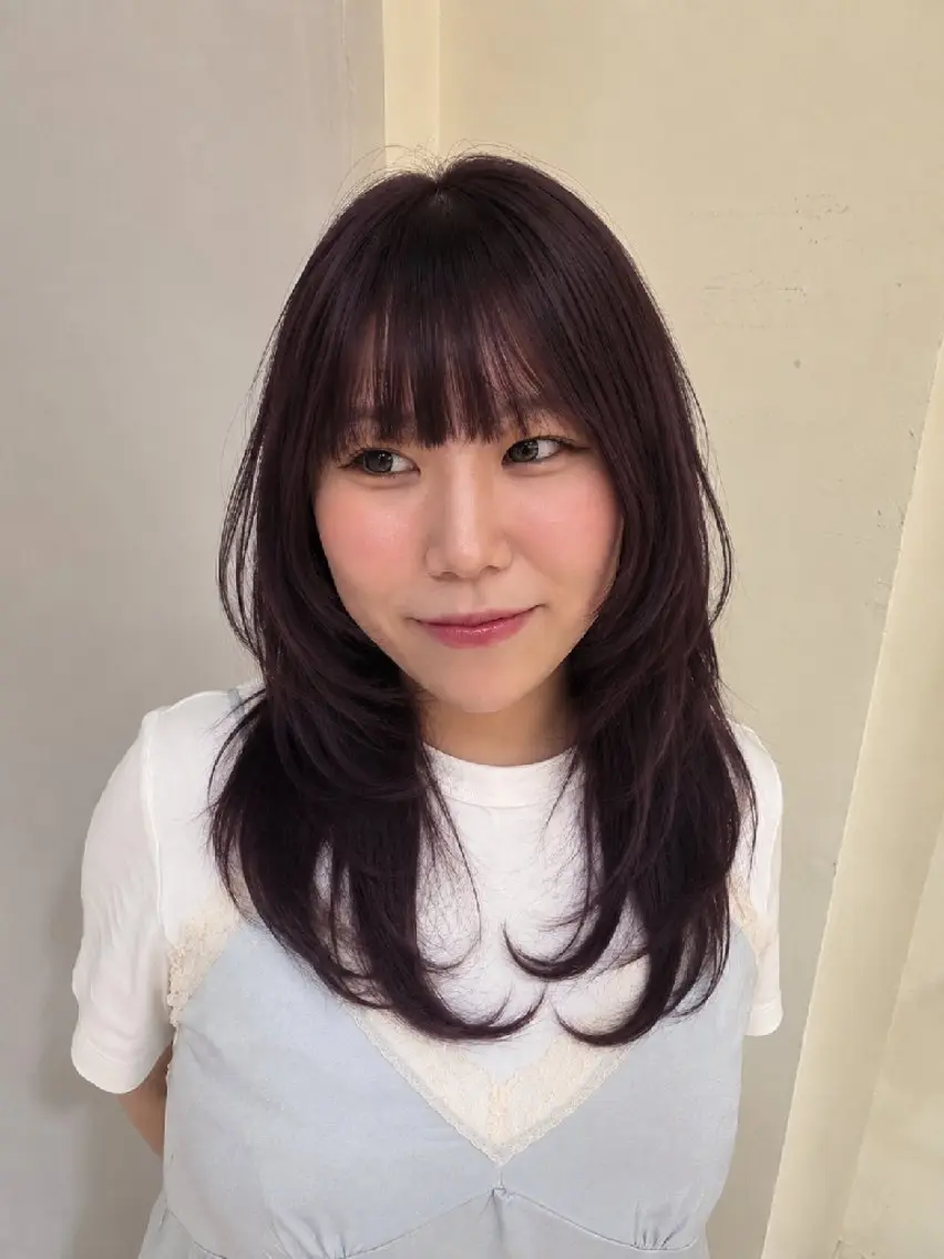 ロング カラー ロングレイヤー ラベンダーカラー レイヤーカット ロング Aina🌷 /カットモデル募集のヘアスタイル