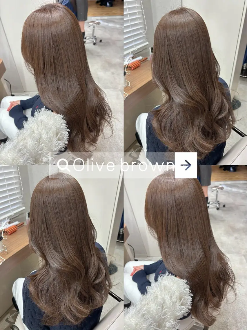ロング カラー ブリーチ 透明感カラー ブリーチなしカラー オリーブカラー カット ヘアカラー トリートメント 藤野 結衣のヘアスタイル