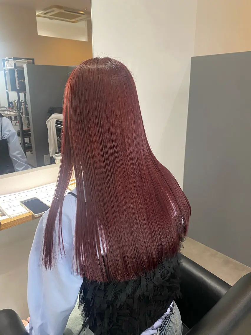 ロング ピンクブラウン カット ヘアカラー 韓国風hair💕 Kanonのヘアスタイル