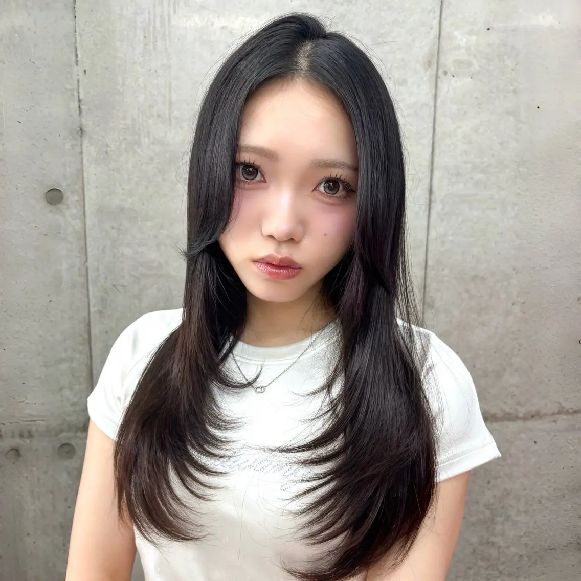 ロング カット ヘアカラー 縮毛矯正 トリートメント Hazuki🎀 ／韓国ヘア／レイヤーのヘアスタイル