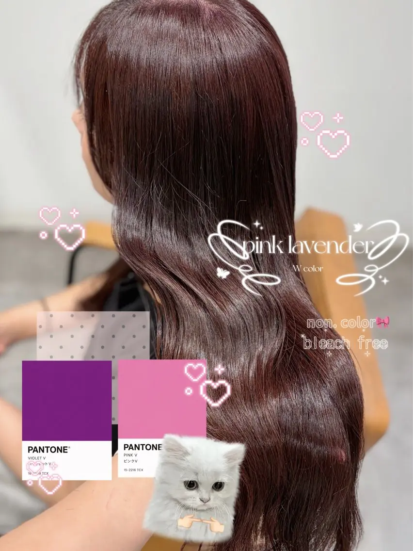 ロング カラー ブリーチ ラベンダーカラー ブリーチなしカラー ピンクカラー ピンクラベンダー ヘアカラー non. ダブルカラー🎀🤍のヘアスタイル