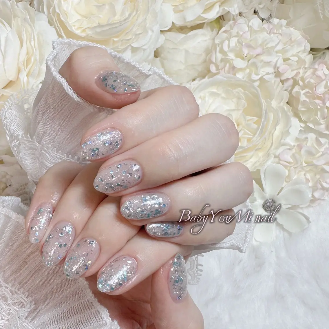 ネイル オーロラネイル 成人式 フットネイル フレンチネイル ジェルネイル ハンドネイル BabyYouMi nailのネイルデザイン