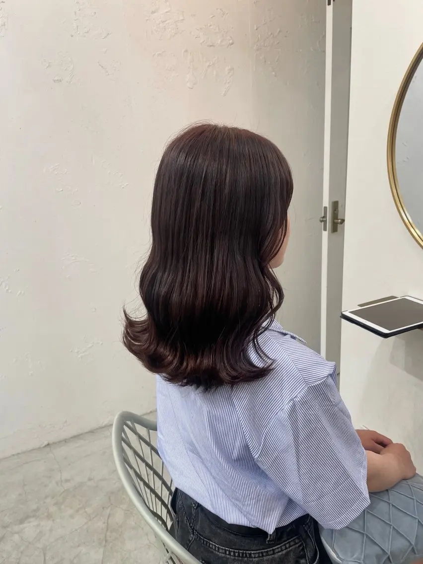 セミロング カラー ブラウンカラー ピンクカラー ピンクブラウン ナカノユウ/本厚木/ レイヤーカットのヘアスタイル