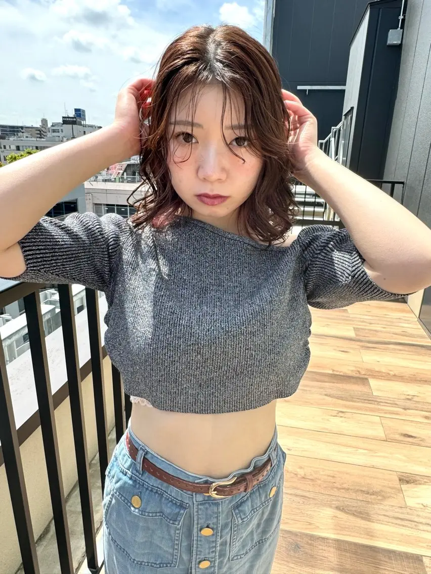 ミディアム カット ヘアカラー ✨ブリーチ/顔周り レイヤー¦YUKA✨のヘアスタイル