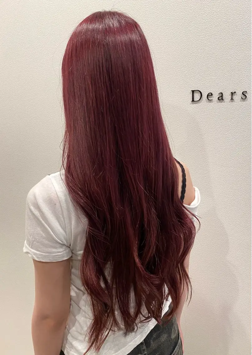 ロング カラー レッドカラー ディアーズ さくらのヘアスタイル
