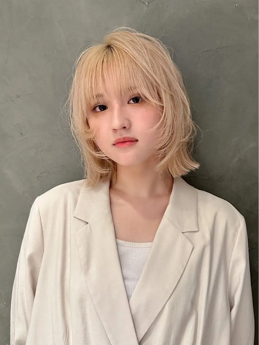 ミディアム ボブレイヤー ボブ 顔周りカット レイヤーカット カット BAROQUE 🫧キャン🫧のヘアスタイル