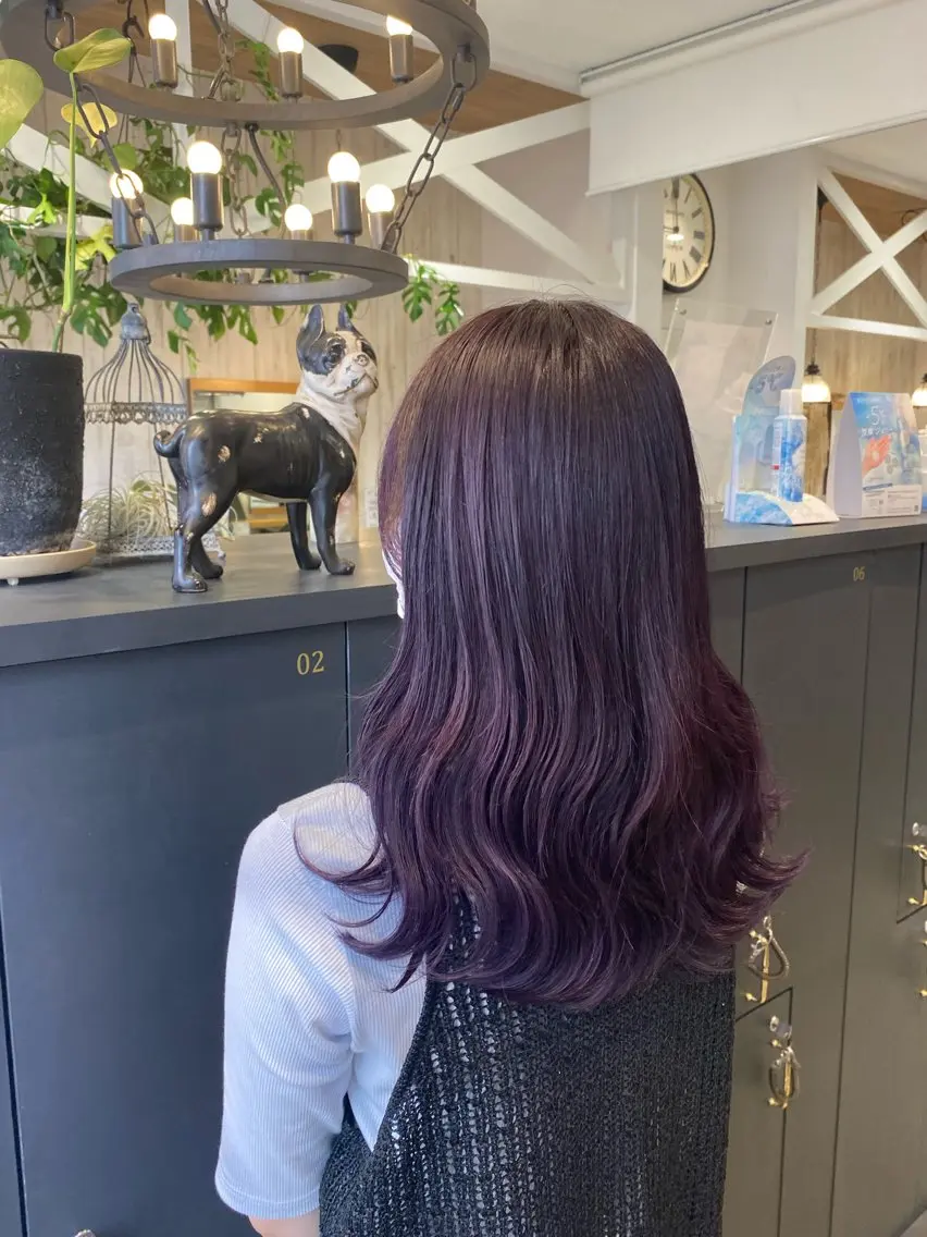 ロング カラー ラベンダーカラー ピンクカラー ピンクラベンダー カット ヘアカラー トリートメント 柴田 枝利子のヘアスタイル