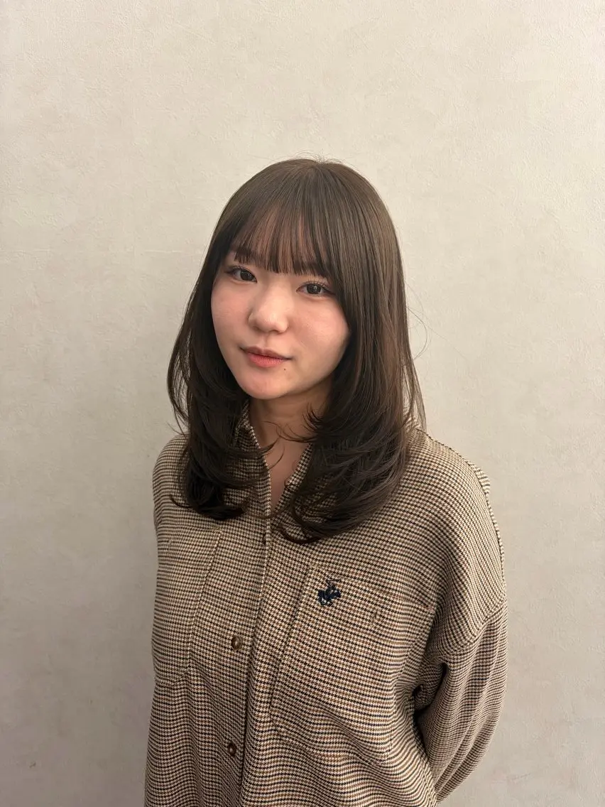 ミディアム カラー カット ヘアカラー トリートメント 🍐透明感カラー🍐 レイヤー/ベージュのヘアスタイル