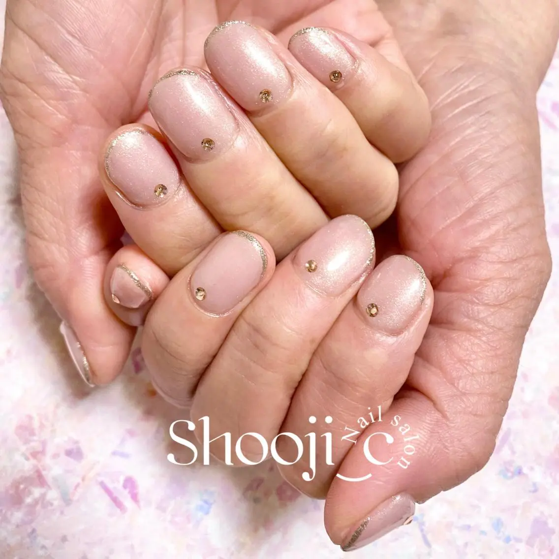 ネイル ラメ(グリッター) シンプルネイル ストーンネイル Shooji_c Nail salonのネイルデザイン
