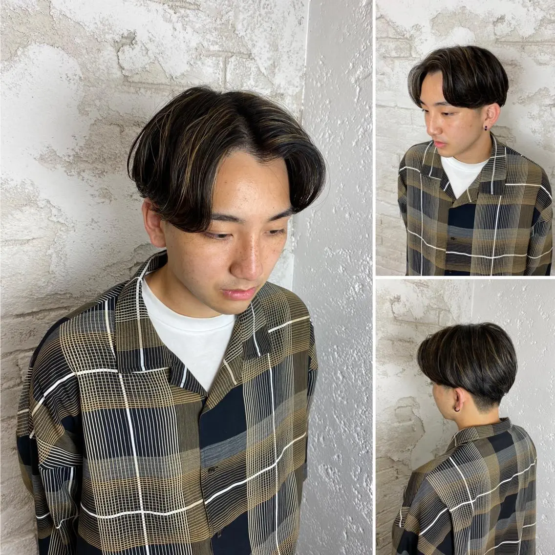 カラー メンズ メンズブリーチ メンズハイライト 黒髪 ブリーチ 抜きっぱなしブロンド メンズサロン IVY 池袋駅前店のヘアスタイル