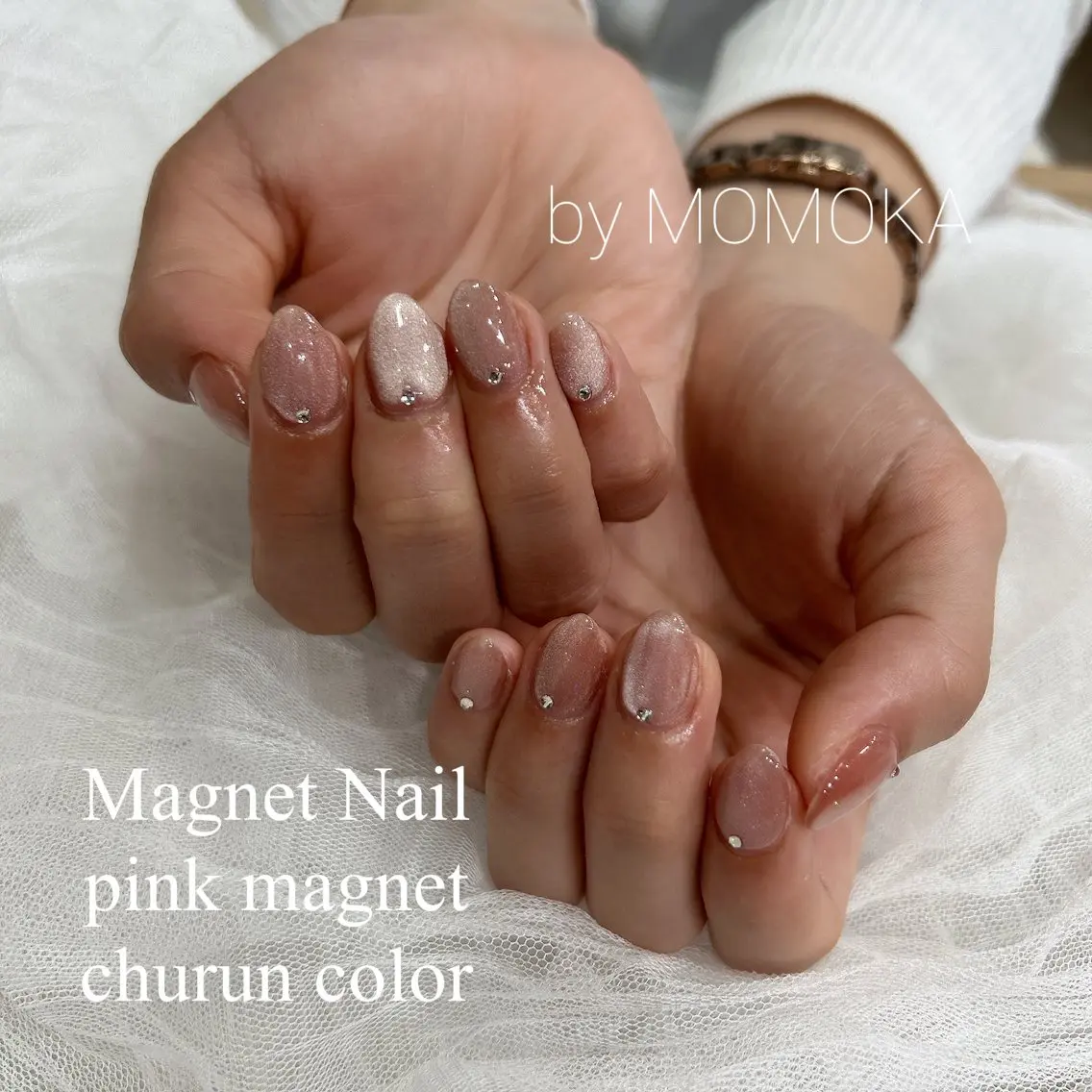ネイル マグネットネイル ピンク Momo nailsalonのネイルデザイン