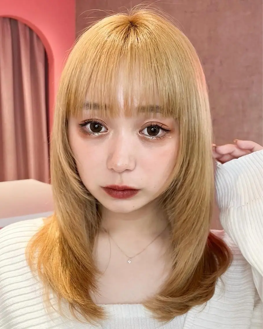 ミディアム カラー 山崎/ボブ縮毛矯正 レイヤー髪質改善のヘアスタイル