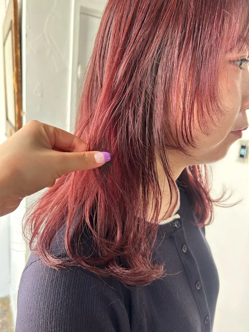 セミロング カラー ラベンダーカラー ラベンダーピンク ピンクカラー カット ヘアカラー maho/垢抜け カラーパーマのヘアスタイル